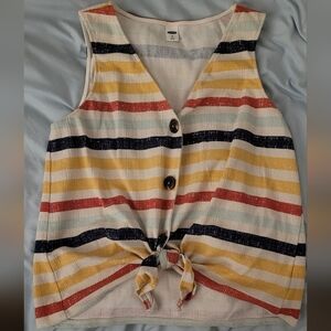 Old Navy Multicolor Striped Button-Down Tank Top